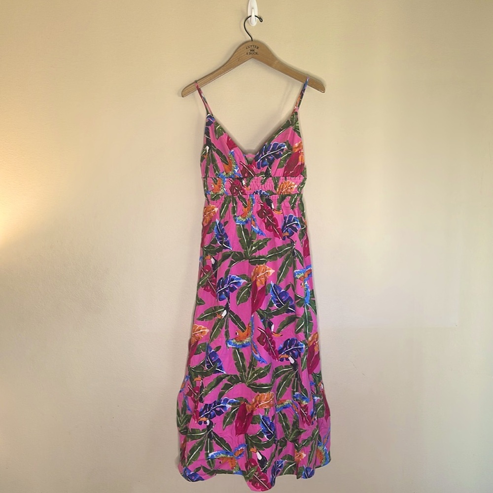 By The River Tropical Print Dress With Toucan Print Throughout Womens Size M - Picture 3 of 14
